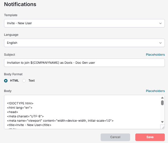 Notification settings