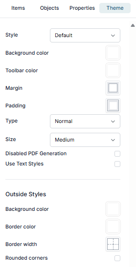 Theme settings