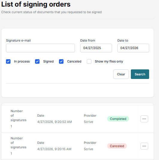 Signing orders overview