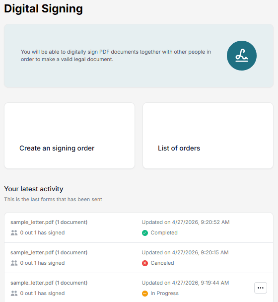 Signature Dashboard