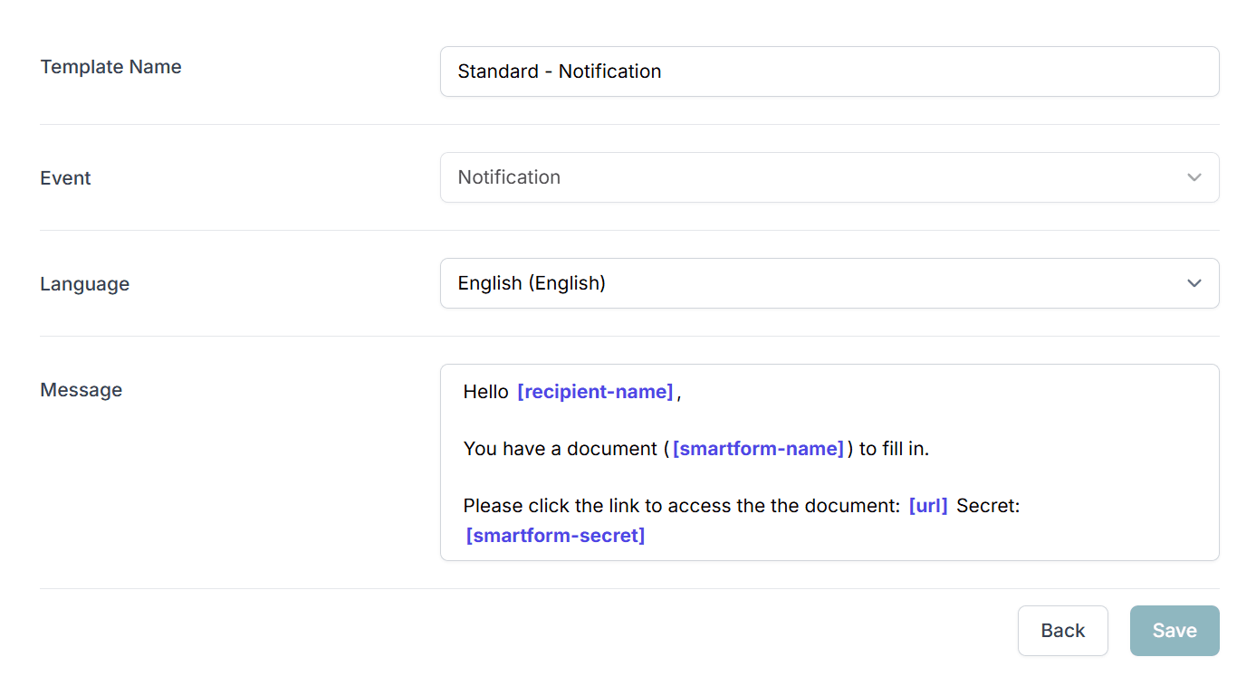 Notification Template Example