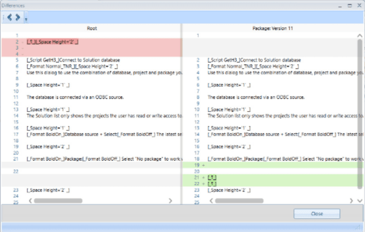 Comparing 2 different versions