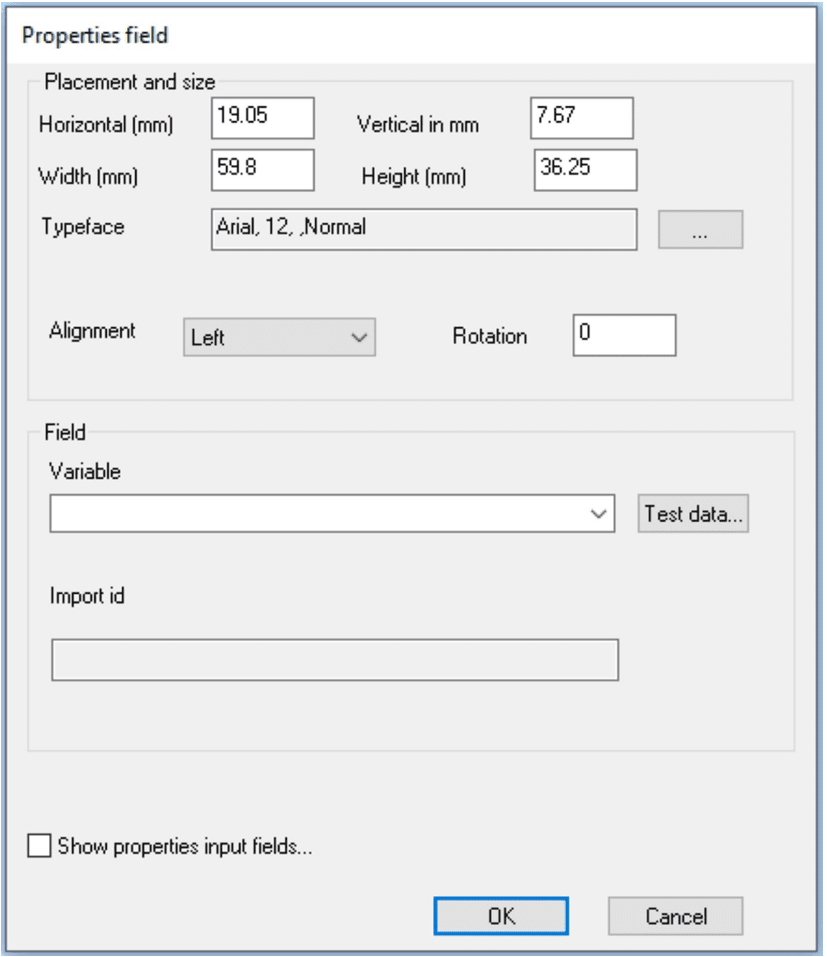 Insert field properties