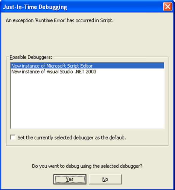 Just in Time Debugging