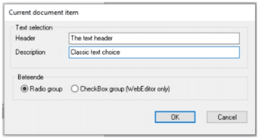 Currentitem Radio group